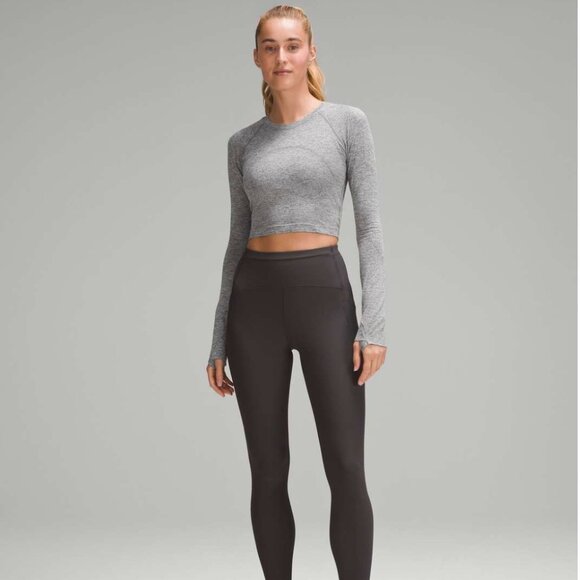 Lululemon Swiftly Tech Cropped Long-Sleeve Shirt 2.0 (Slate / White) - Size 6 - Picture 11 of 15